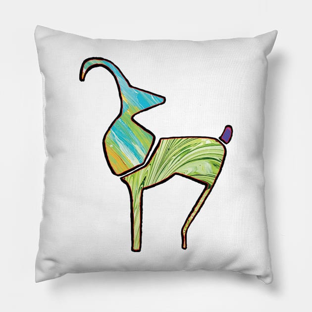 African Art Colorful Animal Pillow by OssiesArt