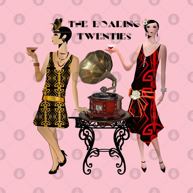 Roaring 20s Flappers Vintage Gramophone by STYLISH CROWD TEES