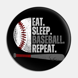 Eat Sleep Baseball Repeat Funny Baseball Player Pin