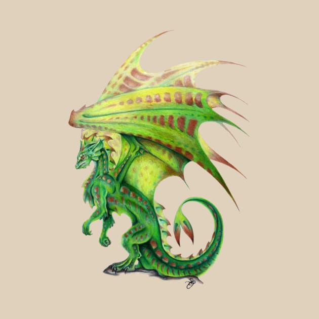 Majestic Woodland Green Dragon by Sandra Staple