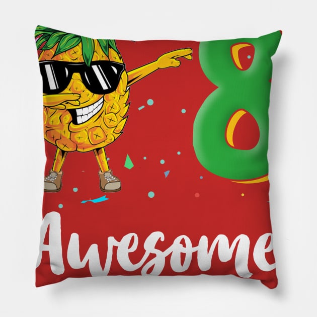 8th Birthday Pineapple Dabbing 8 Years Old Pillow by Chapmanx