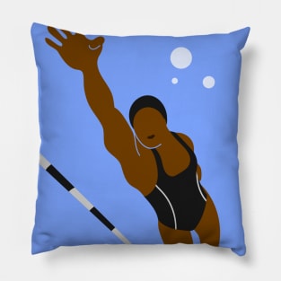 Watch Me Win Brown Skin Black Girl Magic Swim Swimmer Dive Athlete Athletics Sports Afro Woman Kwanzaa Gift Design Pillow