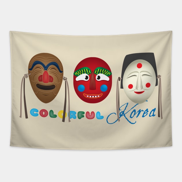 Colorful Korea Tapestry by LittleBearArt