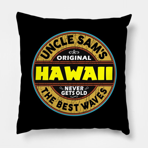 Surfing Hawaii Maui Oahu Kauai Molokai Pillow by heybert00