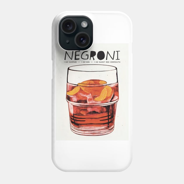 Negroni Retro Poster Big Big Glass Bar Prints, Vintage Drinks, Recipe, Wall Art Phone Case by BetterManufaktur