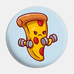 Cute Pizza Lifting Dumbbell Cartoon Pin