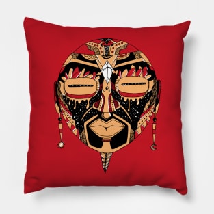 Red and Cream African Mask 2 Pillow