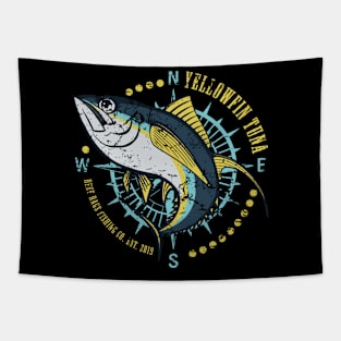 Yellowfin Tuna Compass Deep Sea Fishing Tapestry