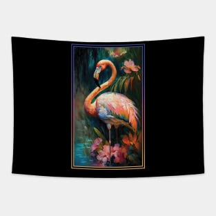 Flamingo Vibrant Tropical Flower Tall Digital Oil Painting Portrait Tapestry