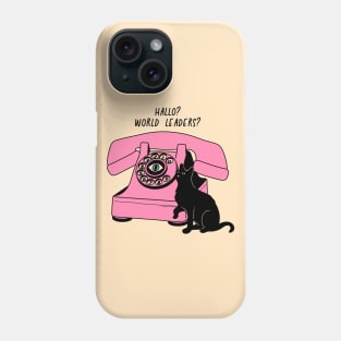 World Domination Black Cat in beige Phone Case