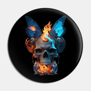 Skull water fire harmony Pin