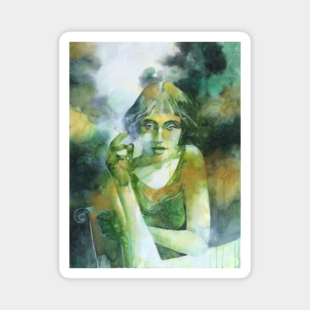 The girl who smoked gauloises Magnet by Andreuccetti Art