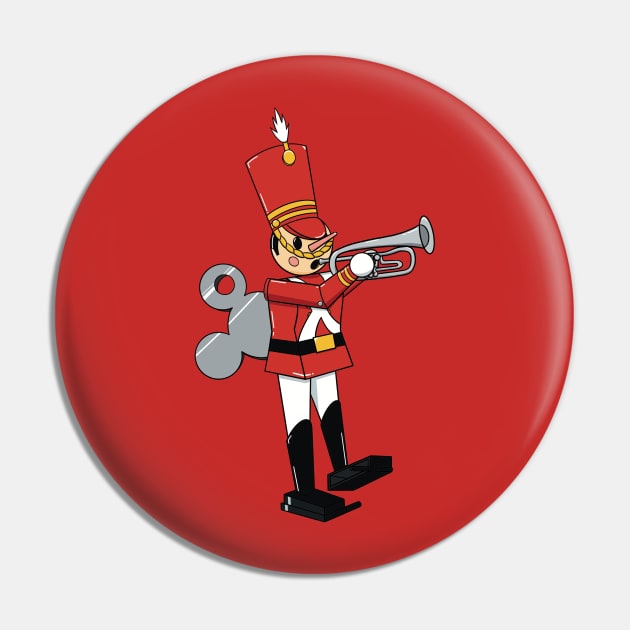 Christmas Toy Solider Trumpet Player Pin by DeepDiveThreads