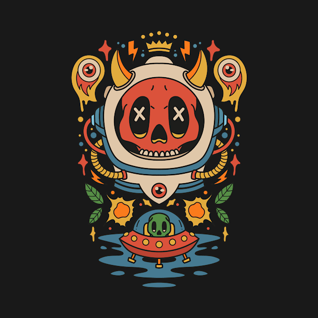 Astronaut and Alien by yellowline