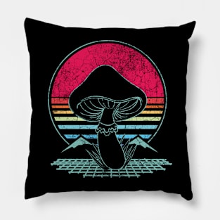 Retro Vaporwave Aesthetic Mushroom Hunter Gift Pillow