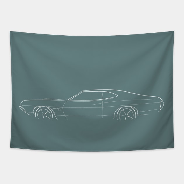 1972 Ford Gran Torino Sport - profile stencil, white Tapestry by mal_photography