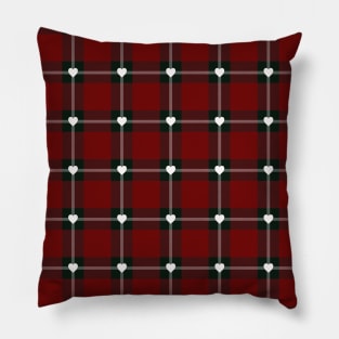 Plaid Heart Valentines day Pillow