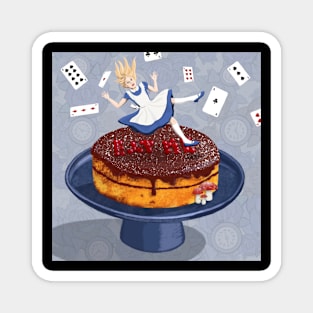 Alice in Wonderland falling onto a cake Magnet