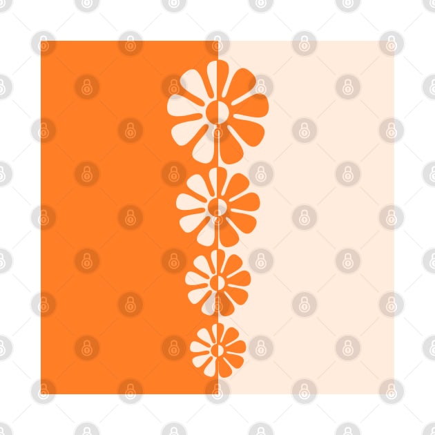 1960's Bold Retro Mod Flowers in Orange and Cream by MellowCat