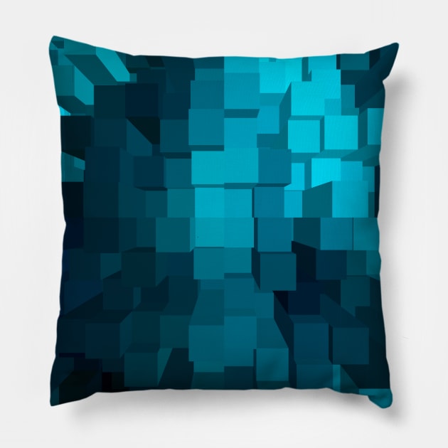 Blue Cubes Pillow by piksimp