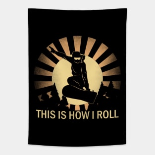 Retro Snowboard This Is How I Roll Snowboarding Silhouette Design Tapestry