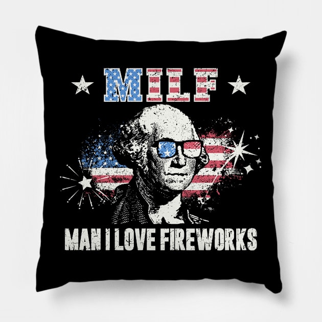 MILF Man I Love Fireworks Pillow by Etopix