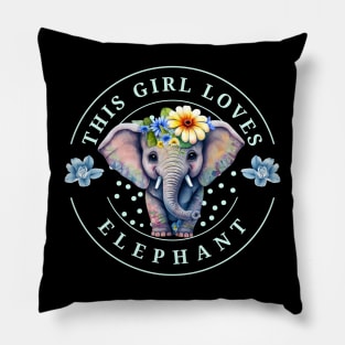 this girl loves elephant cute baby colorful elephant Pillow