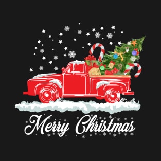 Merry Christmas Retro Vintage Red Truck T-Shirt