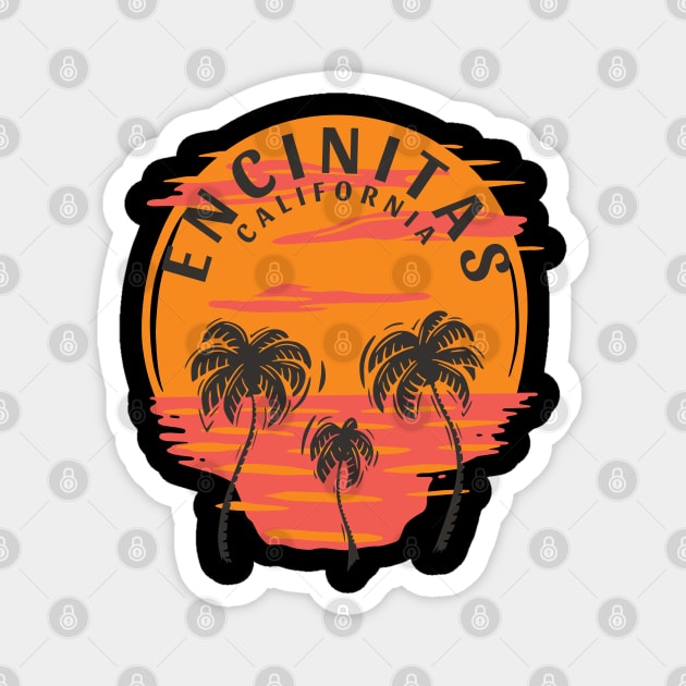 Encinitas California Sunset Skull and Palm Trees Magnet by Eureka Shirts