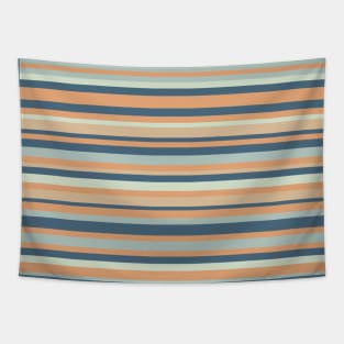 Stripped design in retro neutral pink and blue tones Tapestry