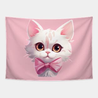 Cute White Kityy Retro Cartoon Style Tapestry