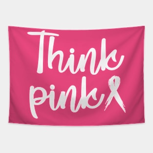 Think Pink Ribbon Tapestry