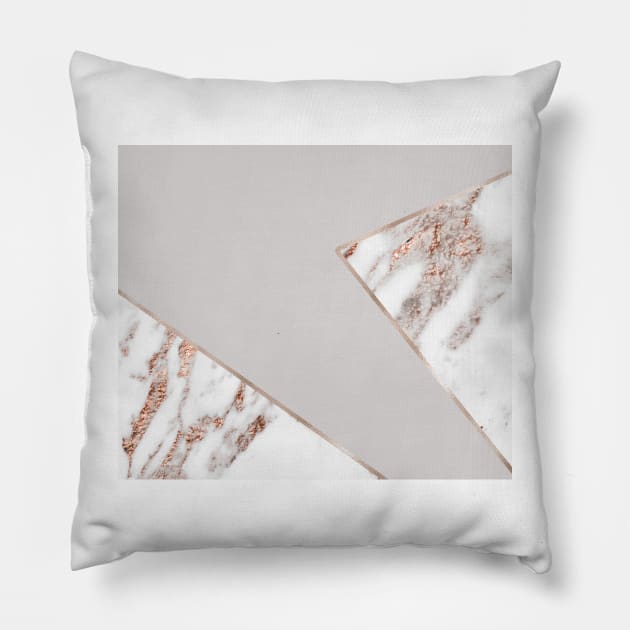 Geometric grey - rose gold marble Pillow by marbleco