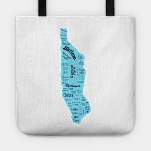 new york city/manhattan map - blue Tote