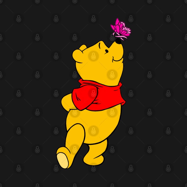 Yellow Bear with Awareness Ribbon Butterfly (Pink) by CaitlynConnor