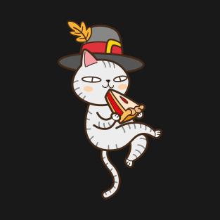 Pilgrim pie eating cat T-Shirt