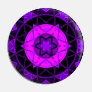 Mosaic Kaleidoscope Flower Black and Purple Pin