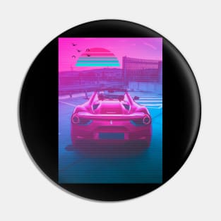 Car Retro Mountain Synthwave Pin