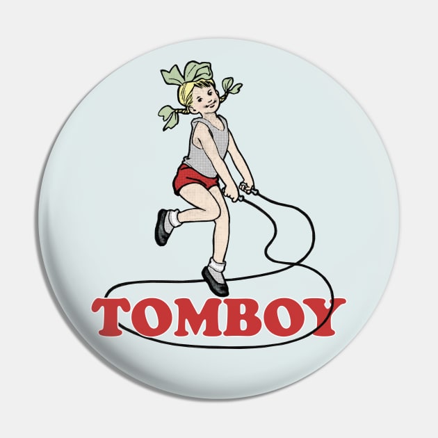 Tomboy - Vintage Styled Illustration Art Pin by DankFutura