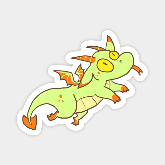 Cute Baby Green Dragon Magnet by sky665