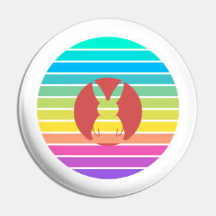 Cute Bunny - Rabbit on a Retro Multicolor Sunset Design Pin