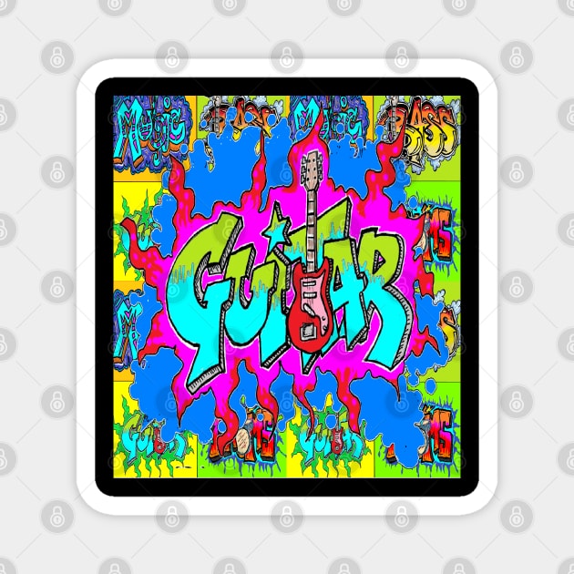 Rock Guitar Graffiti Magnet by LowEndGraphics