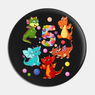 5th Birthday-Dragons and bubbles Pin