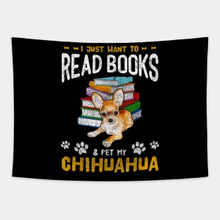 Book Reading Dog Mom Pet Dad Chihuahua Tapestry