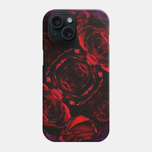 Red Roses Stone Floral Abstract Phone Case by Moon Art