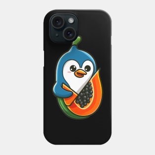 Papaya Penguin Paradise: Whimsical Fruit and Arctic Charm Phone Case