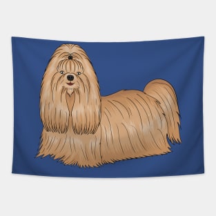 Shih tzu long hair dog cartoon illustration Tapestry