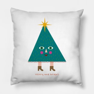 Colorful Cute funny Christmas tree merry Christmas Pillow