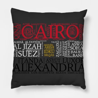 Egypt Flag with City Names Word Art Pillow