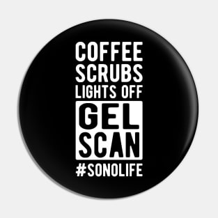 Sonographer - Coffee scrubs lights off gel Scan #Sonolife Pin